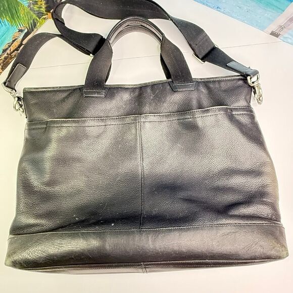 Coach F70926 Bleecker Legacy Black Pebbled Leather Slim Brief Bag w Strap Unisex - Picture 5 of 12